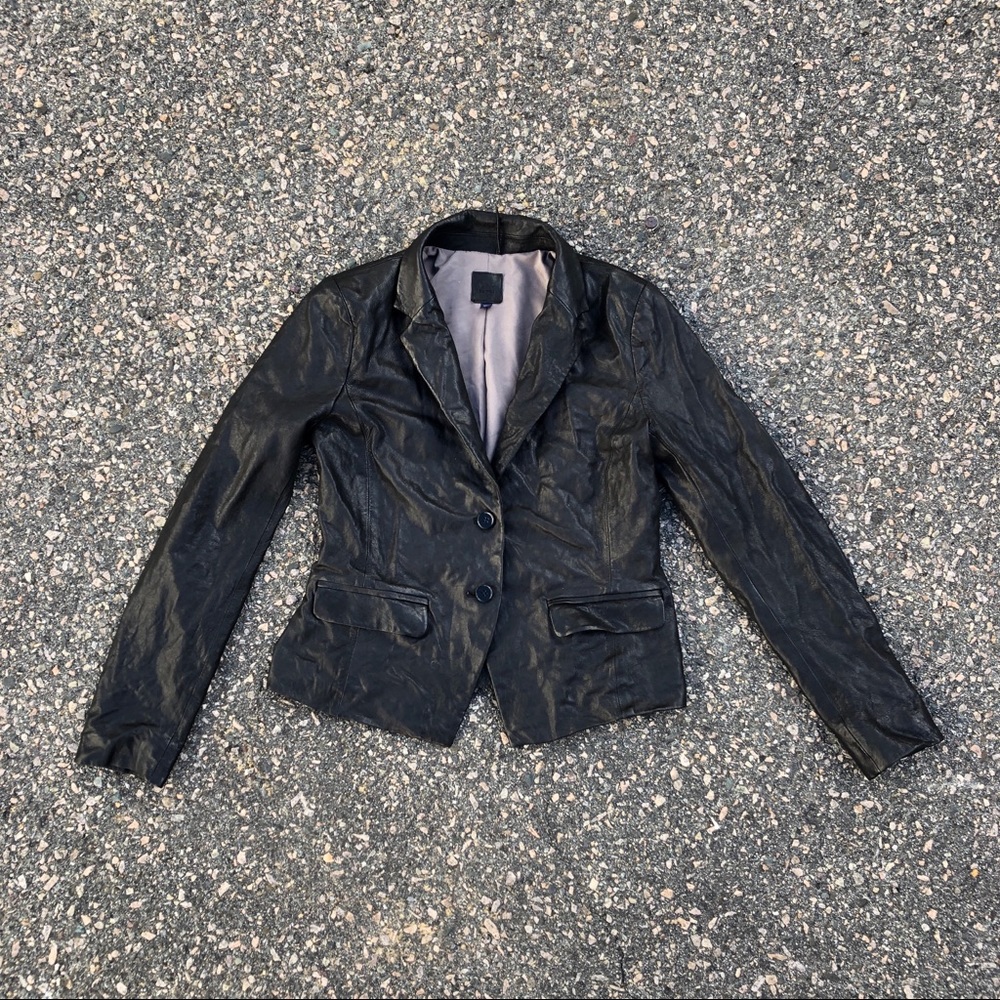Gap Edition black genuine leather collared blazer6 - Picture 8 of 8